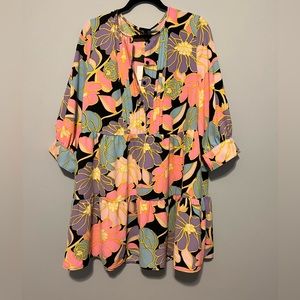 Who What Wear mod floral outline dress; size L